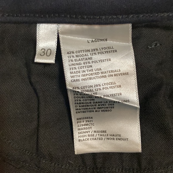 L’Agence Margot style, coated black skinny jeans, size 30 GUC - Picture 10 of 14